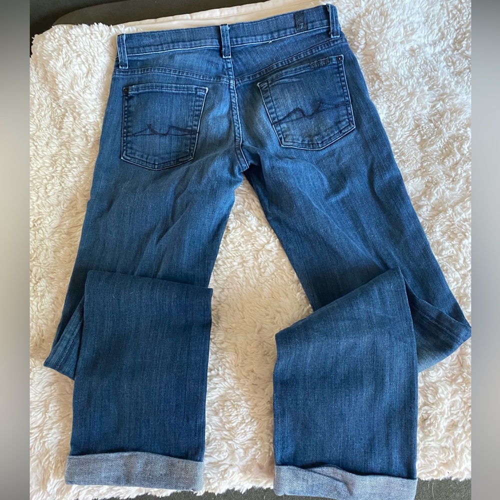 7 For All Mankind Womens Straight Leg Jeans Blue Medium Wash Denim Size 27 - Picture 2 of 8